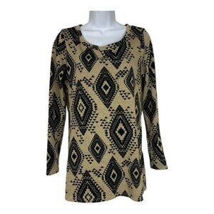 About A Girl Womens Los Angeles Geometric Print Long Sleeve Top Size L